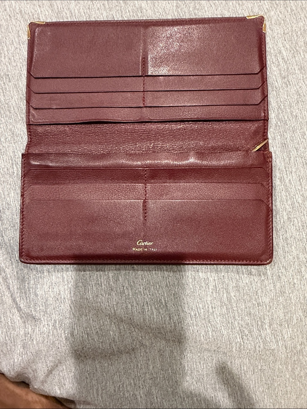 Cartier Burgundy Leather Continental Card Holder Wallet